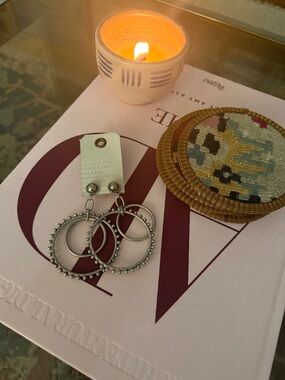 Silver Tone Textured Double Hoop Earrings - Women Accessories